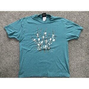 Vtg 90s Petal Pets Fussy Willows Cat T-Shirt XL Sunburst Sportswear Teal